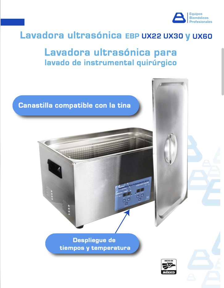 Equipos Biomédicos Profesionales Catálogo Lavadora ultrasónica EBP
