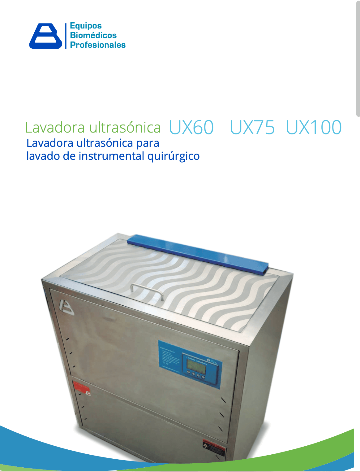 Equipos Biomédicos Profesionales Catálogo Lavadora Ultrasónica UX60 UX75 UX100